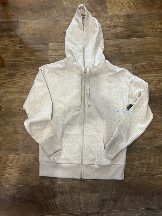 Women's Zip Front Fleece Hoodie Jacket. OATMEAL HEATHER - Picture 4 of 4